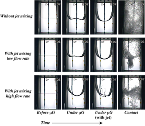 落下実験によるジェットミキシングの様子
